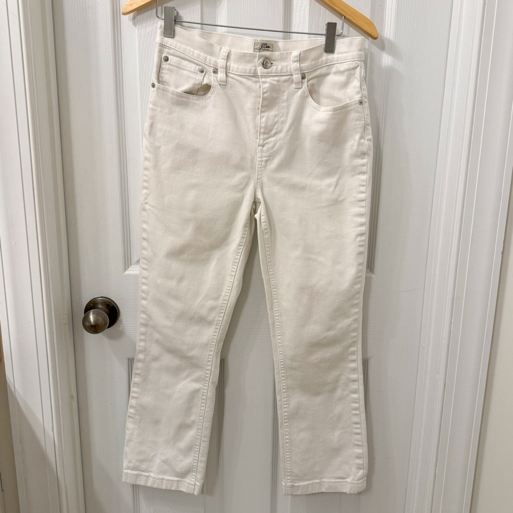 J. Crew Billie Demi Boot Crop Mid Rise Jeans in White Womens Size 28 Summer